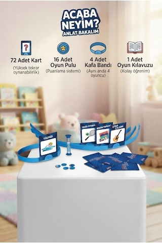 72 Kartlı Acaba Neyim Anlat Bakalım Eğlence Dolu Kelime Oyunu Aile Ve Arkadaş Kutu Oyunu Seti
