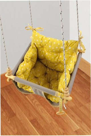 Bundera Wag Swing Gri Çocuk Ahşap Salıncak Bebek Hamak