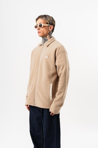 Respire Erkek Zip Oversize Polar Ceket Bej