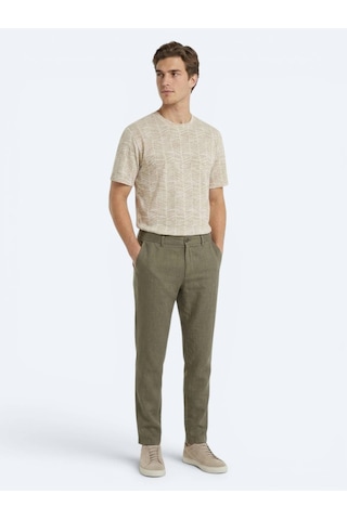Kip Haki Dokuma Relaxed Fit Casual Pamuk Karışımlı Pantolon