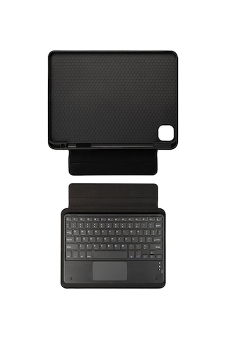 İpad Pro 12.9 2022 M2. Nesil Uyumlu Border Keyboard Bluetooh Bağlantılı Standlı Klavyeli Tablet K