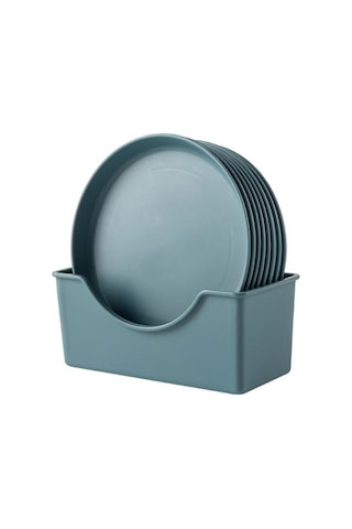 Mavi 1 Takım Tükürük Kemik Tabağı Kolay Temizlenebilir Yeniden Kullanılabilir 6 İnç Japon Tarzı Meyve Tabağı Yuvarlak