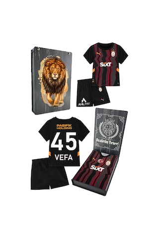 Gsstore Galatasaray Lisanslı 24-25 5 Yıldızlı İsim Yazılı Çocuk Forma Set Siyah