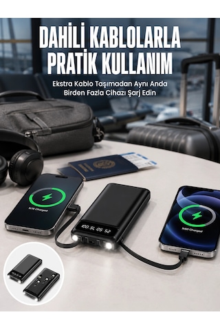 20.000 Mah Led Işıklı Lcd Ekran Usb Girişli Type-c Lightning Powerbank Yeni Nesil Diğer