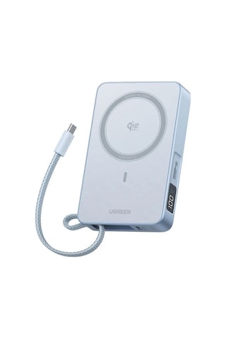 Ugreen Magflow 10.000 Mah 25w Qi2 Magnetik Wireless Usb-c Dahili Kablolu Hızlı Şarj Powerbank, 65958b Mavi
