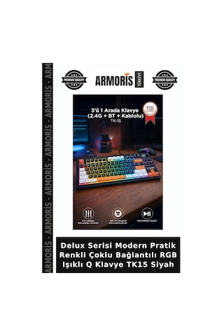 Delux Serisi Modern Pratik Renkli Çoklu Bağlantılı Rgb Işıklı Q Klavye Tk15 Siyah