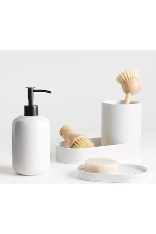 Crate & Barrel Chet Beyaz Seramik Lavabo Rafı, Minimalist Ve Modern Tasarım Aynalar Ve Banyo Aksesuarları Çok Renkli