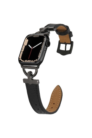Ekılıf - Apple Uyumlu Watch 40mm - Kordon Deri Kordon Krd-53 - Siyah