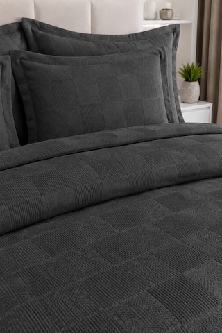 Liva Çift Kişilik Pike Takımı Yatak Örtüsü 2 Yastık Kılıfı Dokulu Pike Seti 220x240 Cm Antrasit