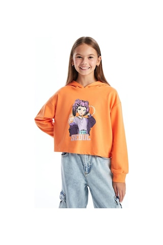 LC Waikiki Lcw Kids Kapüşonlu Kız Çocuk Sweatshirt Orange