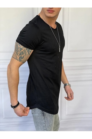 Modefendi Slim Fit Oval Kesim Pamuk Basic Tshırt Siyah