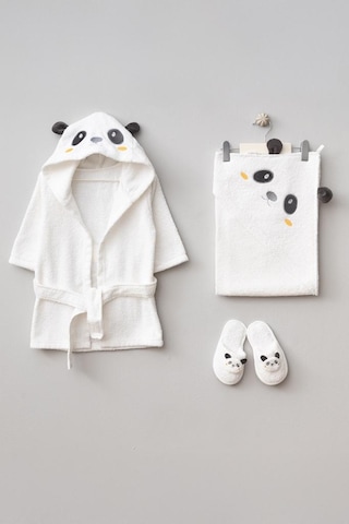 Bebitof %100 Pamuk Panda Desenli Bornoz Seti Bbtf.byz.30037 0 - 24 Ay