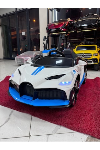 Poyraz Akülü Bugatti Güçlü Motorlu 12v Akülü Araba Özel Plaka Mavi