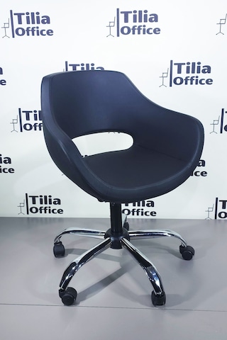 Monaco Çalışma Kesim Koltuğu Yonca Tekerlekli Krom Ayak Siyah