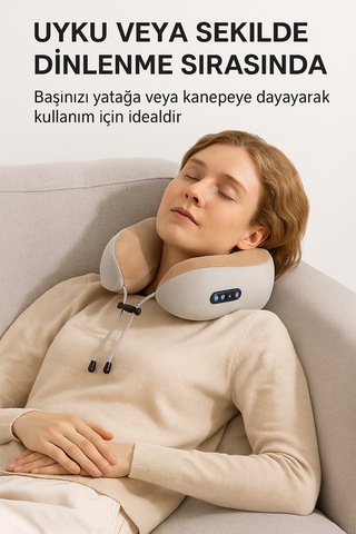 Smayling Taşınabilir Kablosuz Boyun Masaj Yastığı Isıtmalı & Titreşimli Açık Kahverengi