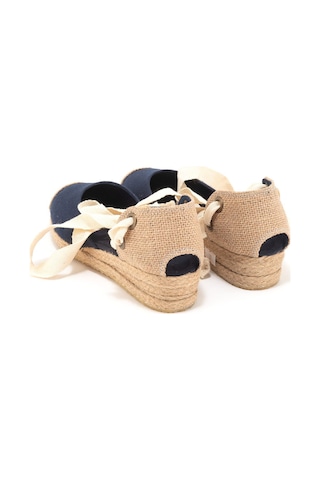 Star Tombis Gerçek Elişi Hasır Jüt Bileğe Bağlı Ipli Günlük Kadın Espadril Handmade Lacivert