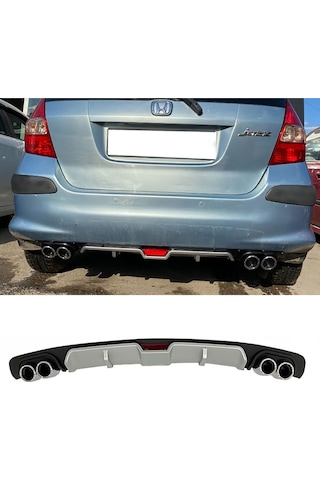 Honda Jazz Gri Difüzör 4 Krom Egzoz Görünümlü Difizör Arka Ek Body Kit
