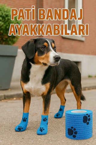 Pati Bandajı Ayakkabı Köpek Ve Kedi İçin Tüy Dostu Su Geçirmez Kendinden Yapışan Bandaj
