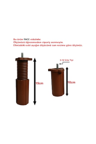 Orta Koltuk Kanepe Baza Destek Ayağı Tek Ad Ceviz 10cm 5/16 Vida