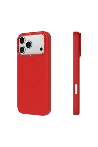 İphone 17 Pro Max Uyumlu Kılıf M-safe Şarj Özellikli Youngkit Morandi Serisi Kapak Kırmızı