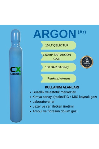 Argon Gazı 10 Lt - Dolu