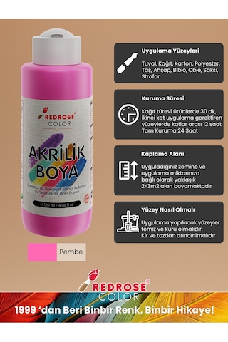Red Rose Pembe Akrilik Boya 120 ML