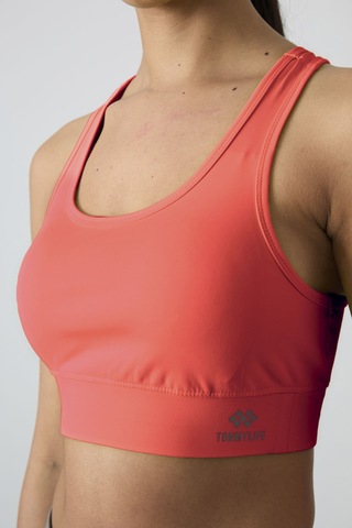 Neon Pembe Sırt Detaylı Dar Kalıp U Yaka Kadın Spor Büstiyer - 97120 Pembe