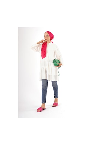 Kendinden Desenli Pamuklu Tunik Çok Renkli