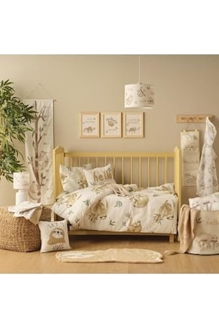 Bella Maıson Sloth Hayvan Baskılı%70 Pamuk%30 Polyester Oyuncak Sepeti, Çok Renkli, 36x40 Cm Acı Kahverengi