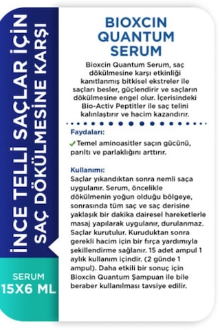 Bioxcin Quantum Bio-Activ Saç Serumu 15 x 6 ML 2'li
