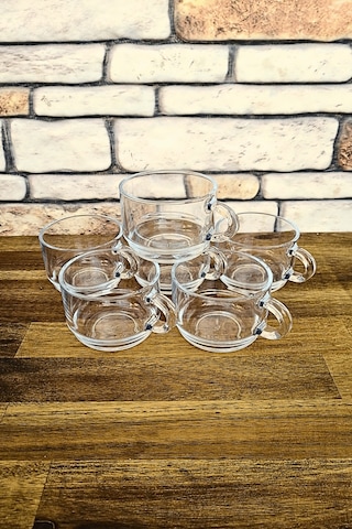 Saplı Çay Bardağı- Nescafe Bardağı-kahve Bardağı-6 Adet - 270 Cc