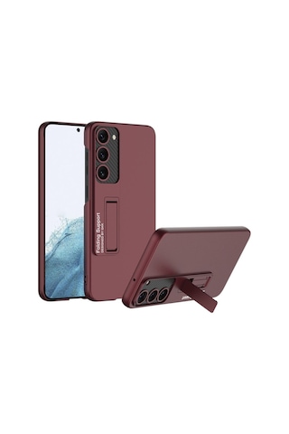Samsung Galaxy Uyumlu S23 Kılıf Zore Standlı Ays Kapak Kırmızı