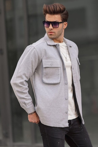 Madmext Gri Oversize Oduncu Erkek Gömlek 6709 Gri