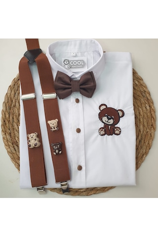 Coolpartyshop Erkek Çocuk Ayıcık Konseptli Askı Papyon Gömlek Kahverengi Coolpartyshop Erkek Çocuk Ayıcık Konseptli Askı Papyon Gömlek Kahverengi