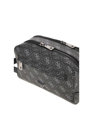Guess Erkek Monogram Desenli İki Bölmeli El Çantası - Siyah Siyah