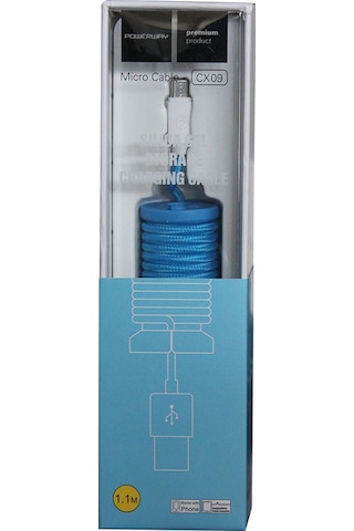 Powerway Micro Usb Hızlı Şarj Kablosu Örgülü 1.1m - Cx09 Mavi