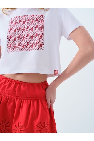 LOFT Long Crop Kadın Tshirt K.kol Lf2039225 Q1.v1 Beyaz