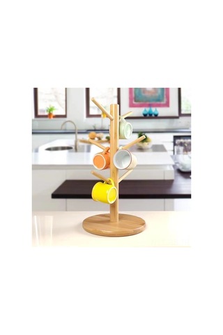 Reedark Bambu Ahşap Multifonksiyonel Bardak Rakusu - Çay, Kahve, Su Bardakları, Anahtar Ve Mücevher Saklama İçin Dökme Engeli, Ev Ve Ofis Dekoru