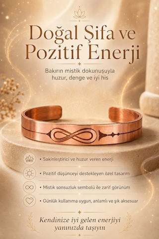 Bakır Sonsuzluk Bileklik Kadın Erkek El İşlemeli Otantik Takı Çok Renkli