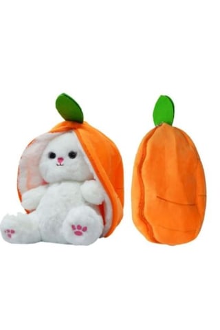 Havuç Tavşan Pelüş 35cm Beyaz - Turuncu
