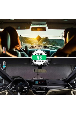 Polham 142x67 Cm Universal Araç İçi Ön Cam Güneş Koruyucu Branda, Sedan, Suv Ve Hatchback Uyumlu