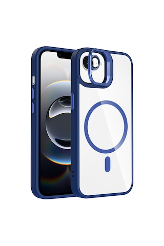 Adige Apple Uyumlu iPhone 16e Kılıf Etro Standlı + Kamera Lens Koruyucu Lacivert