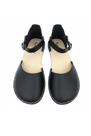 Bodhi Handcraft Kadın Barefoot Hakiki Deri Minimalist Günlük Sandalet El İmalatı Siyah