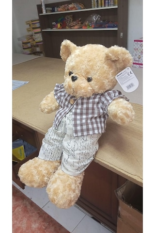 Oyuncak Kıyafetli Peluş Erkek Ayı Uyku Arkadaşım 60 Cm Pelüş Çok Renkli