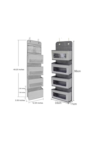 Gd03 Duvara Monte Kumaş Saklama Çantası Gardırop Oda Kapısı Asılı Çanta Arkasında, Renk: Gri 4 Izgaralı Çok Renkli
