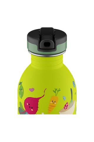Kids Bottle Veggie Friends Pipetli Paslanmaz Çelik Çocuk Su Matarası 250 Ml Sarı
