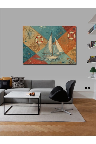 Kanvas Tablo Yelkenli Tekne Ve Desenler
