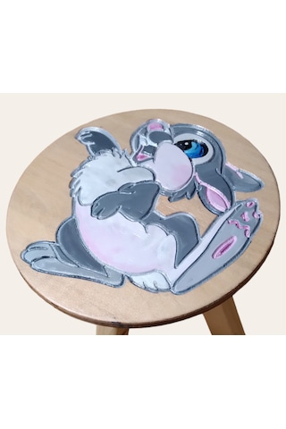 Tavşanım Ahşap El Yapımı Çocuk Taburesi