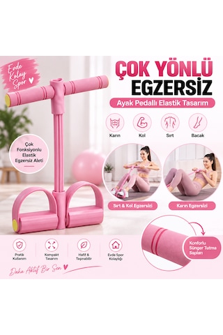 5'li Yoga Pilates Egzersiz Seti Direnç Bandı Elastik Evde Spor Aletleri Pembe
