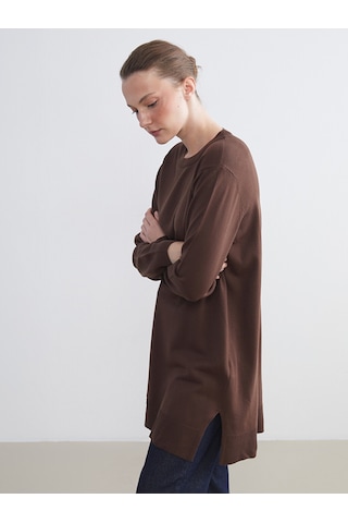 Lcw Eco Kahverengi Bisiklet Yaka Kadın Triko Tunik